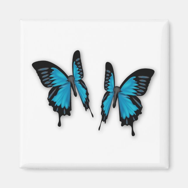 A Pair of Tropical Blue Butterflies Magnet (Front)