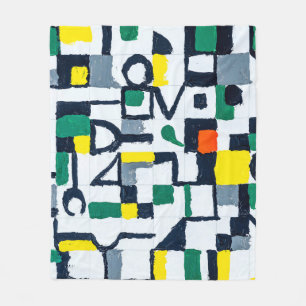 A Palette Knife Painting; Abstract Grid Painting; Fleece Blanket