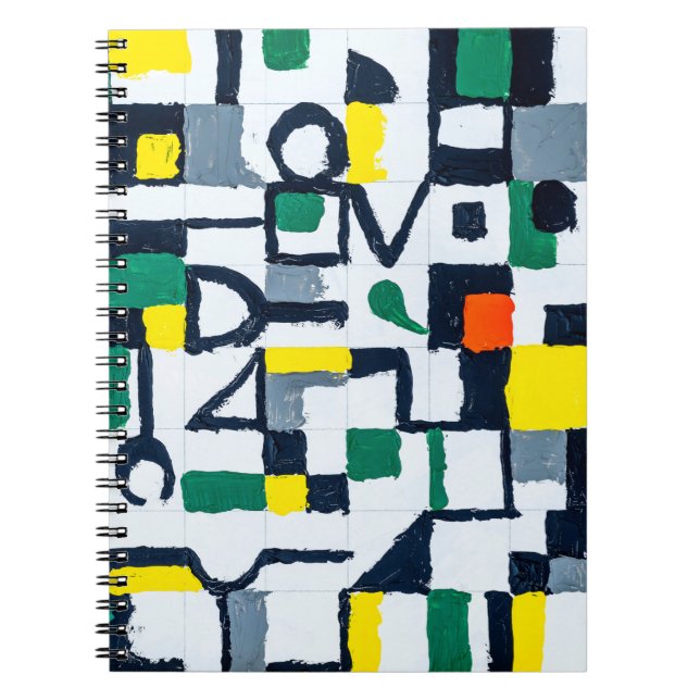 A Palette Knife Painting; Abstract Grid Painting;  Notebook (Front)