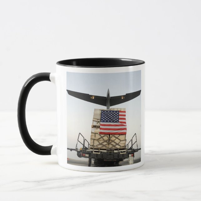 A pallet containing humanitarian relief supplie mug (Left)