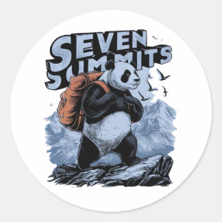 A panda bear standing tall on rocky terrain classic round sticker