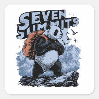 A panda bear standing tall on rocky terrain square sticker