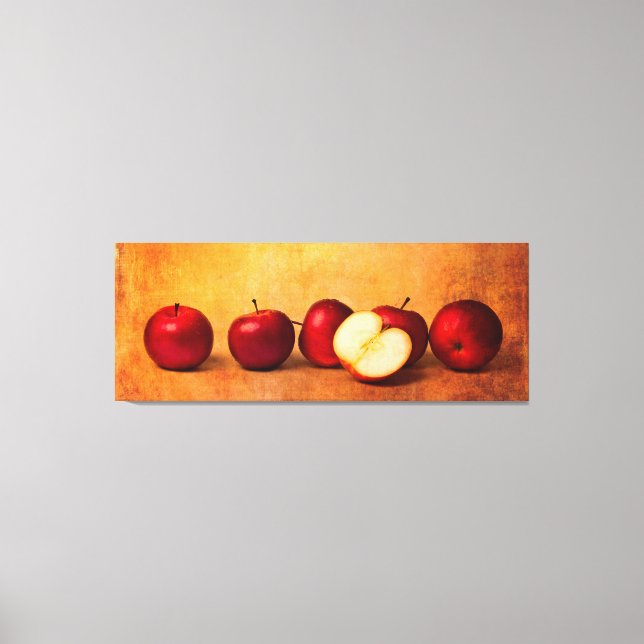 A Panorama Of Red Apples In A Row Canvas Print (Front)