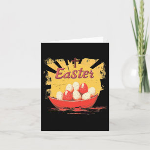 A Paper Canoe Carrying Easter Eggs; Vintage Happy Card