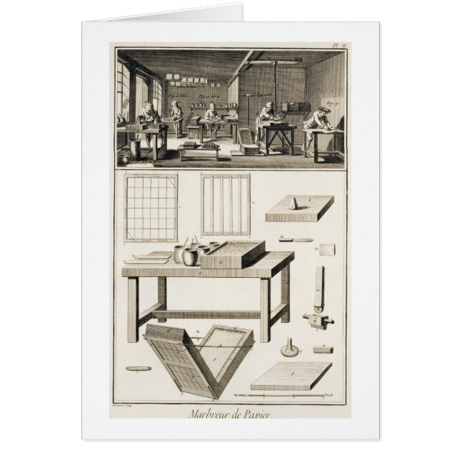 A paper marbler's workshop and tools, from the 'En (Front)