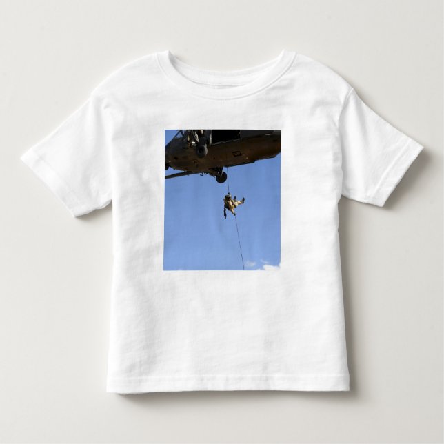 A pararescueman rappels from an HH-60 Toddler T-Shirt (Front)