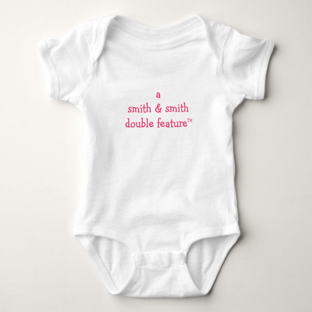 A (Parents Names Here) Double Feature For Twins Baby Bodysuit (Front)