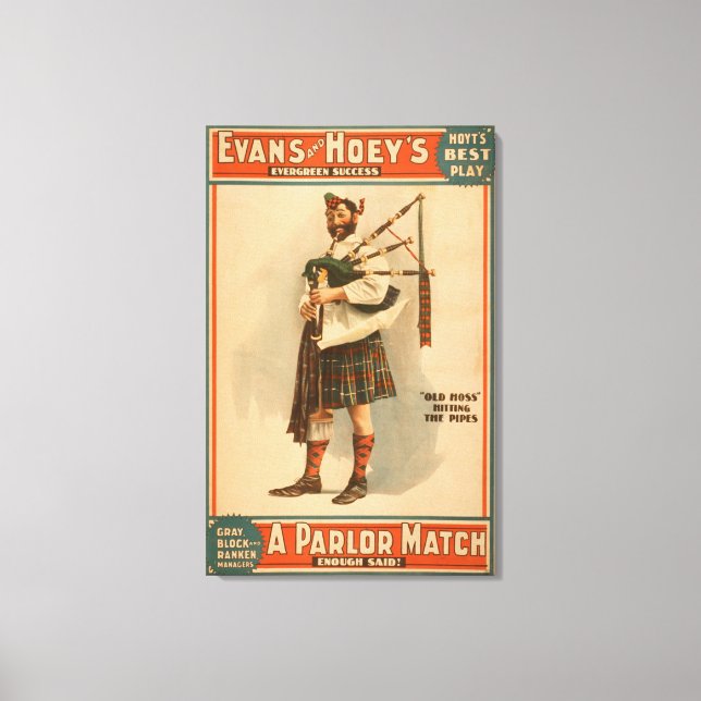 A parlour Match "Old Hoss" Scottish Bagpiper Canvas Print (Front)