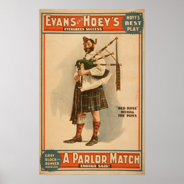 A parlour Match "Old Hoss" Scottish Bagpiper Poster (Front)