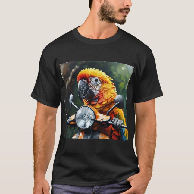 A parrot on a motorcycle T-Shirt (Front)