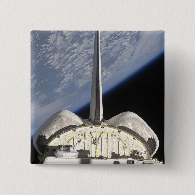 A partial view of Space Shuttle Endeavour 15 Cm Square Badge (Front)