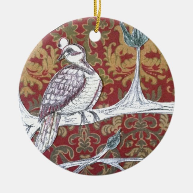 A Partridge in a Pear Tree 3.0 Ceramic Tree Decoration (Front)
