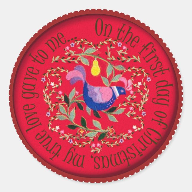 A partridge  in a pear tree classic round sticker (Front)