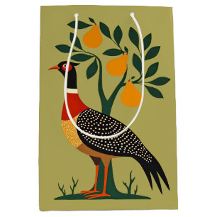 A Partridge In A Pear Tree Cut-Out Stencil Retro 2 Medium Gift Bag