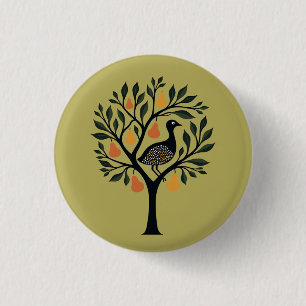 A Partridge In A Pear Tree Cut-Out Stencil Retro 5 3 Cm Round Badge