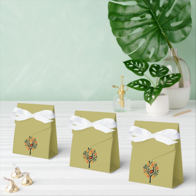 A Partridge In A Pear Tree Cut-Out Stencil Retro 6 Favour Box (Multiple)