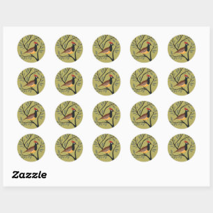 A Partridge In A Pear Tree Cut-Out Stencil Retro 7 Classic Round Sticker