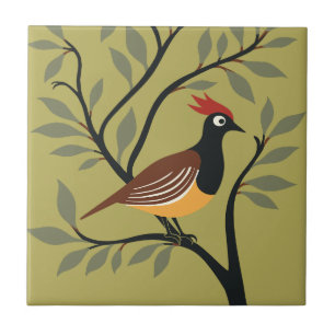 A Partridge In A Pear Tree Cut-Out Stencil Retro 7 Tile