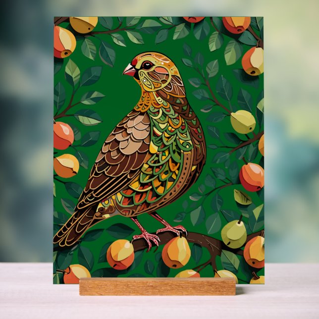 A Partridge In A Pear Tree Cut-Out Stencil-Style  Acrylic Sign (Neutral)