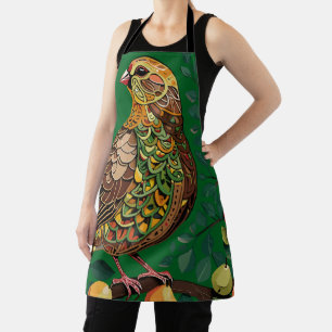 A Partridge In A Pear Tree Cut-Out Stencil-Style Apron