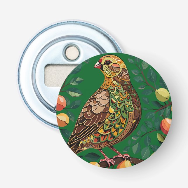 A Partridge In A Pear Tree Cut-Out Stencil-Style Bottle Opener (Front)
