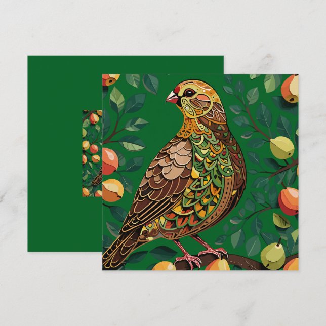 A Partridge In A Pear Tree Cut-Out Stencil-Style Card (Front/Back)