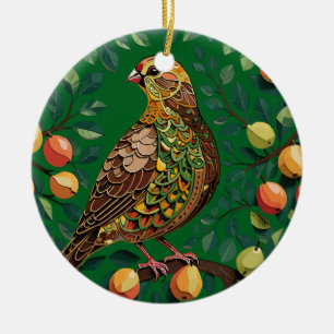 A Partridge In A Pear Tree Cut-Out Stencil-Style  Ceramic Tree Decoration
