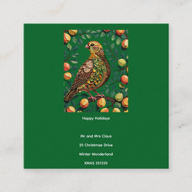 A Partridge In A Pear Tree Cut-Out Stencil-Style Enclosure Card (Front)
