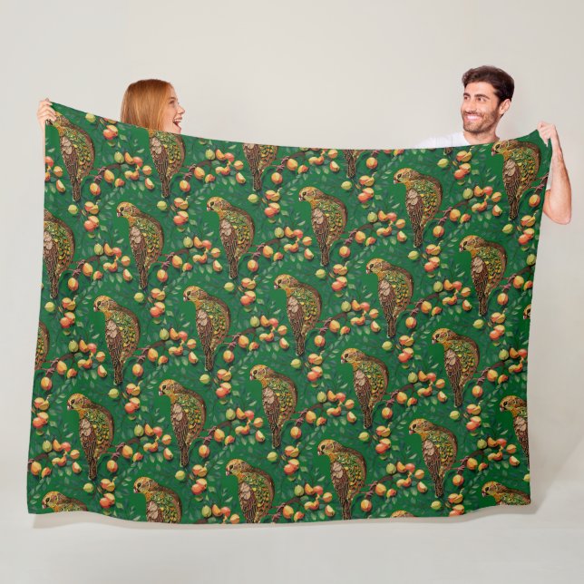 A Partridge In A Pear Tree Cut-Out Stencil-Style Fleece Blanket (In Situ)