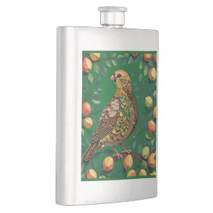 A Partridge In A Pear Tree Cut-Out Stencil-Style Hip Flask