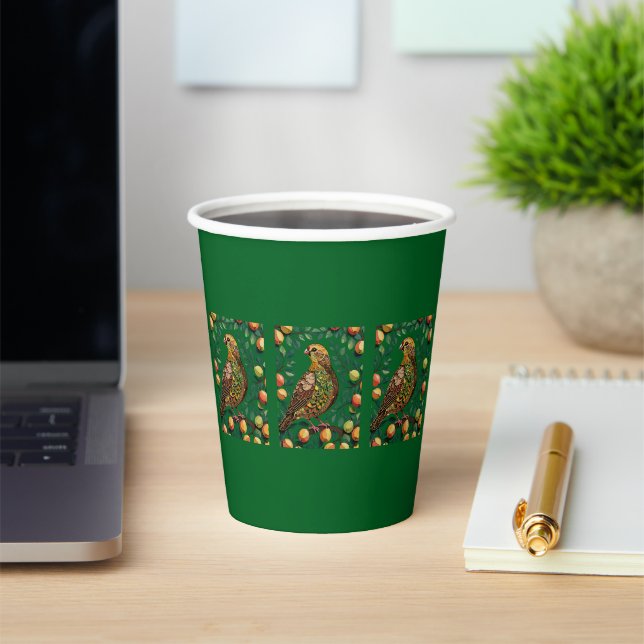 A Partridge In A Pear Tree Cut-Out Stencil-Style Paper Cups (Insitu)