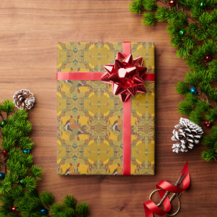 A Partridge In A Pear Tree Gold Christmas Wrapping Paper