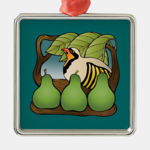 A partridge in a pear tree metal tree decoration
