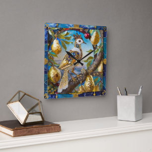A Partridge in a Pear Tree Square Wall Clock