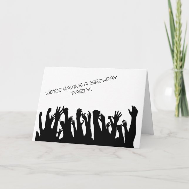 A party invitation with a cheering crowd (Front)