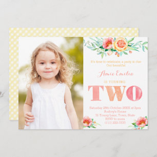 A party is due, turning two, 2nd birthday for Girl Invitation