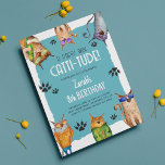 A Party with Catti-Tude! Fun Kids Birthday Invitation<br><div class="desc">Attention kitty lovers! This funny cat-themed birthday party invitation is the perfect way to show off your child's attitude and love for felines. With a cool 'Catti-Tude' design featuring six cats and a pink or turquoise background,  these invitations are sure to grab attention. Get ready for the purr-fect party!</div>