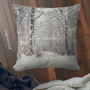 A path through the enchanted winter forest Cushion