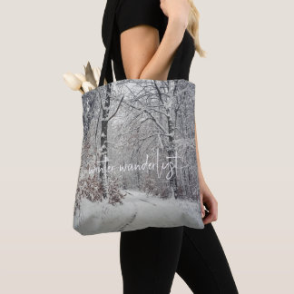  A path through the enchanted winter forest Tote Bag