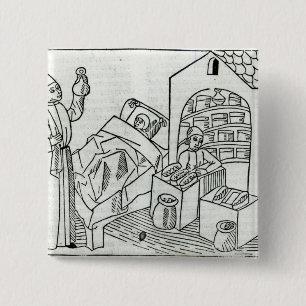 A patient with a Doctor and a Pharmacist 15 Cm Square Badge