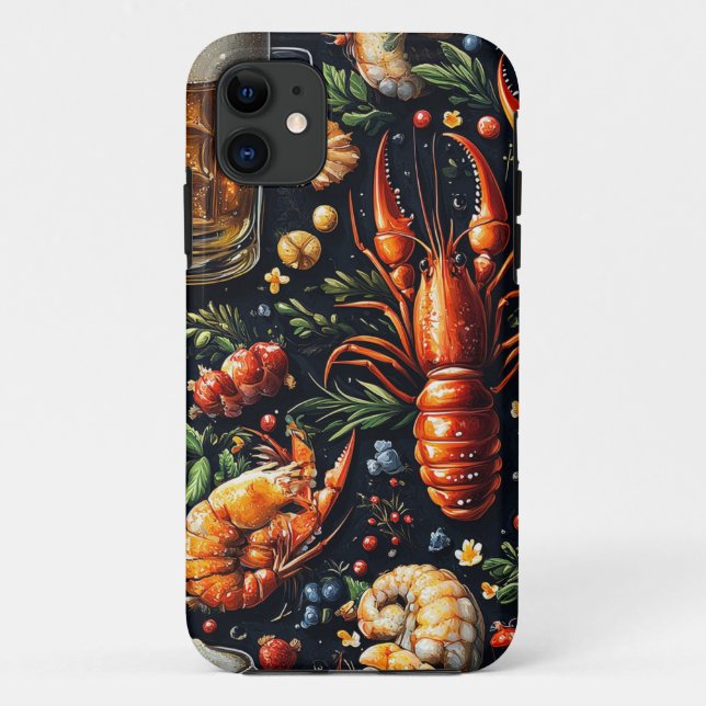 A pattern for beer and seafood lovers. Case-Mate iPhone case (Back)