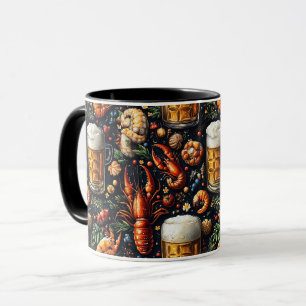A pattern for beer and seafood lovers. mug