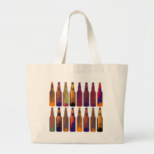 a pattern of bottles (beer) large tote bag