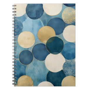 A pattern of overlapping circles in shades of blue notebook