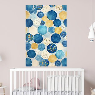 A pattern of overlapping circles in shades of blue poster