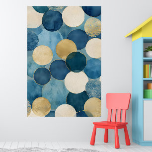 A pattern of overlapping circles in shades of blue poster
