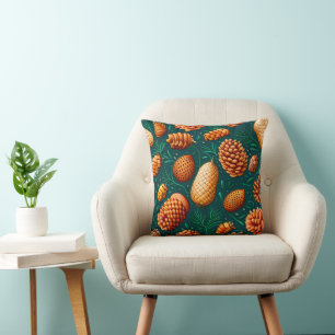 A Pattern of Pinecones and Acorns Cushion