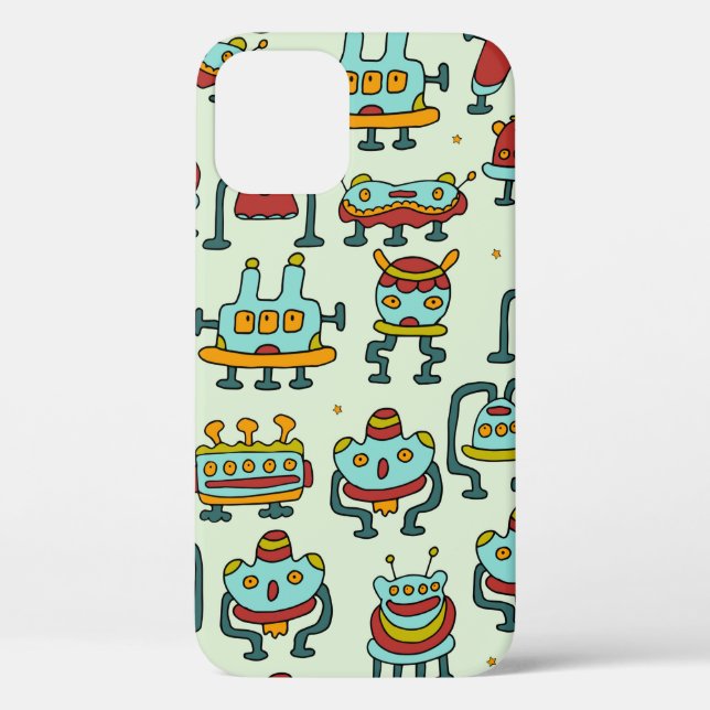 A pattern of robots - aliens. illustration.  Case-Mate iPhone case (Back)