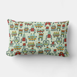 A pattern of robots - aliens. illustration. lumbar cushion
