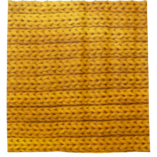 A pattern of yellow knitted fabric of yarn. shower curtain (Front)